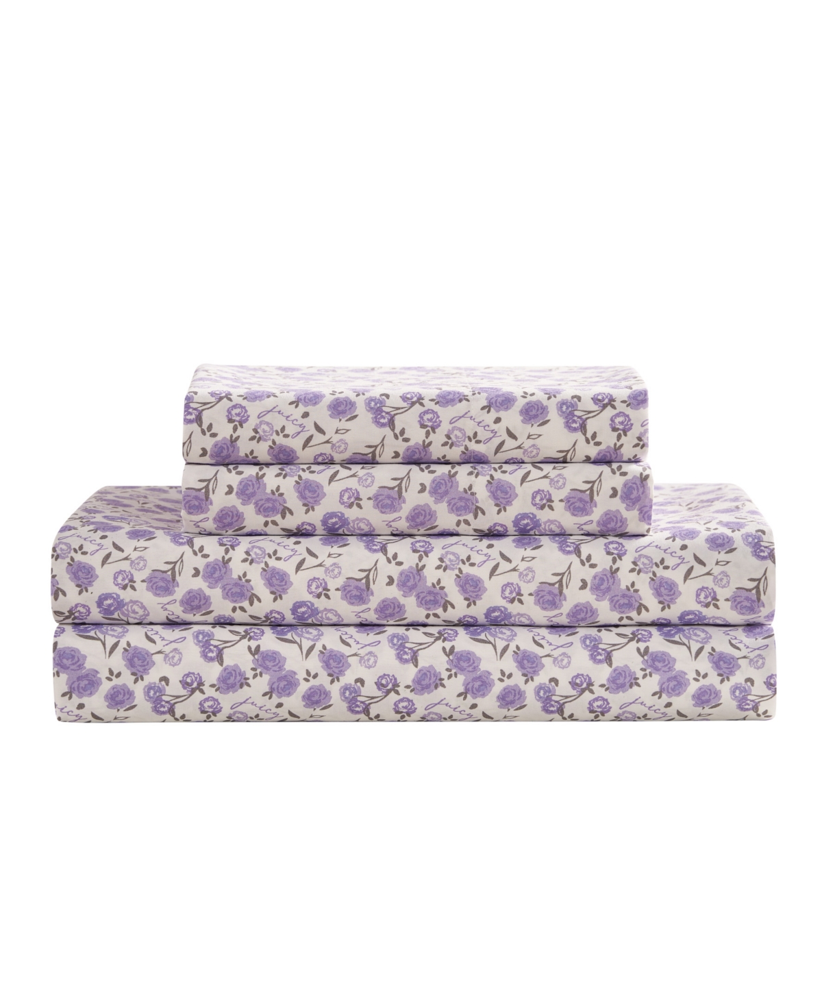 Juicy Couture Printed Microfiber 4-Piece Sheet Set, King - Ditsy Rose