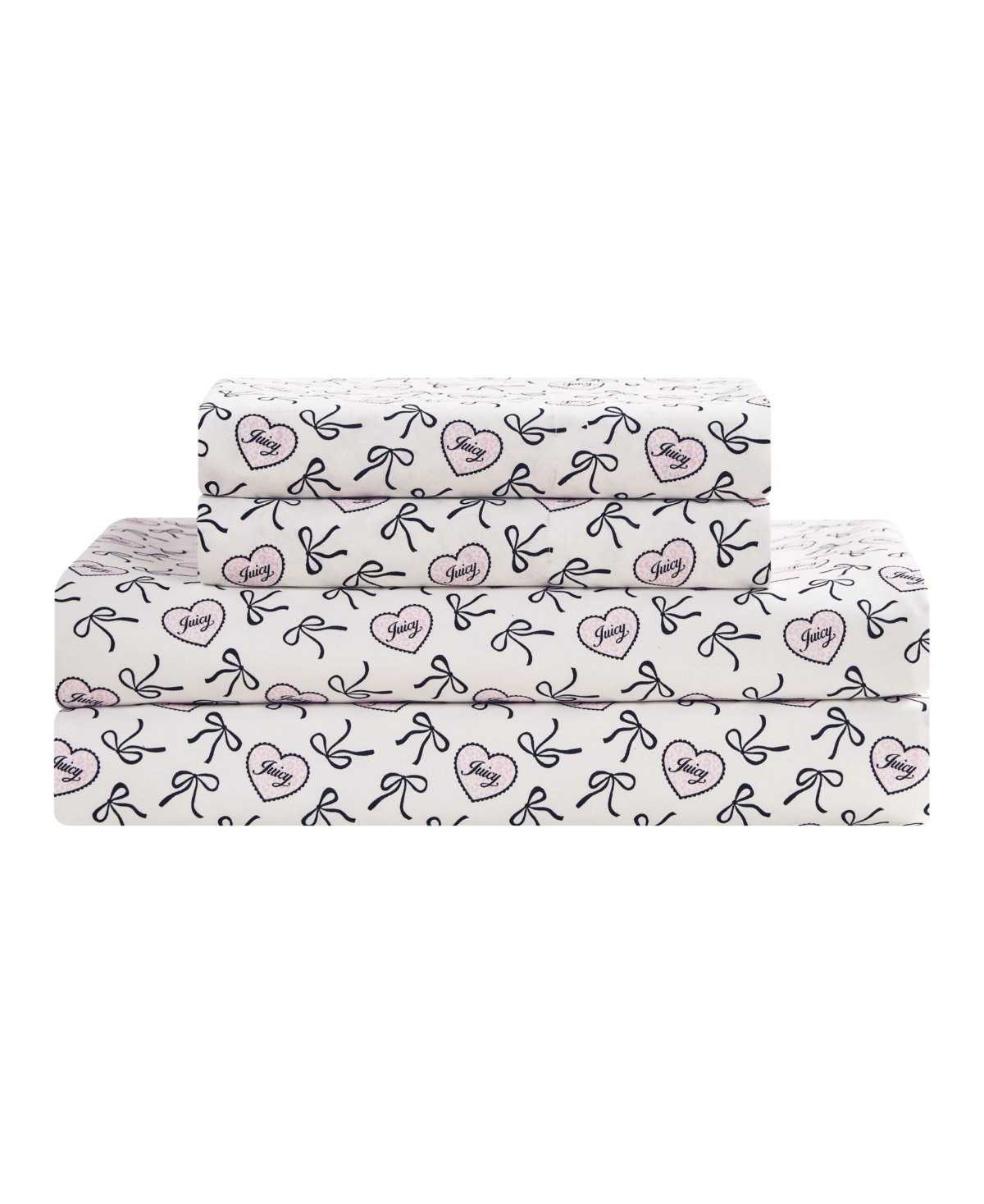 Juicy Couture Printed Microfiber 4-Piece Sheet Set, Queen - Dolly Bows
