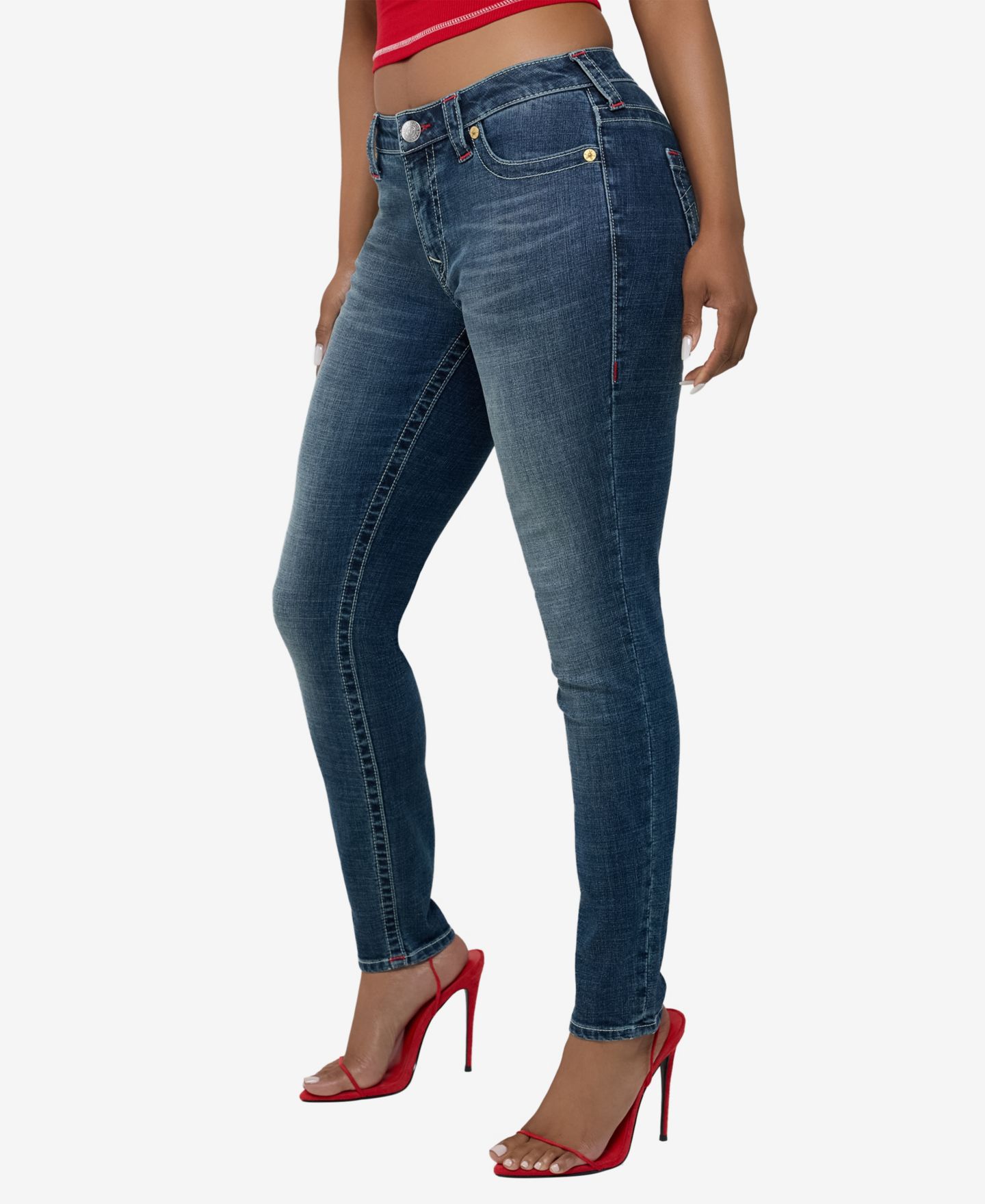 Женские джинсы скинни True Religion Jennie с низкой посадкой, цвет: Moonwake — фото 2