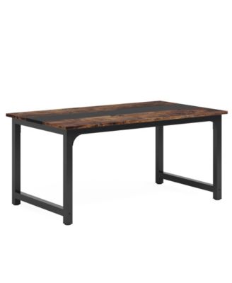Large Rectangular Dining Table with Metal Frame for Family Dining Room