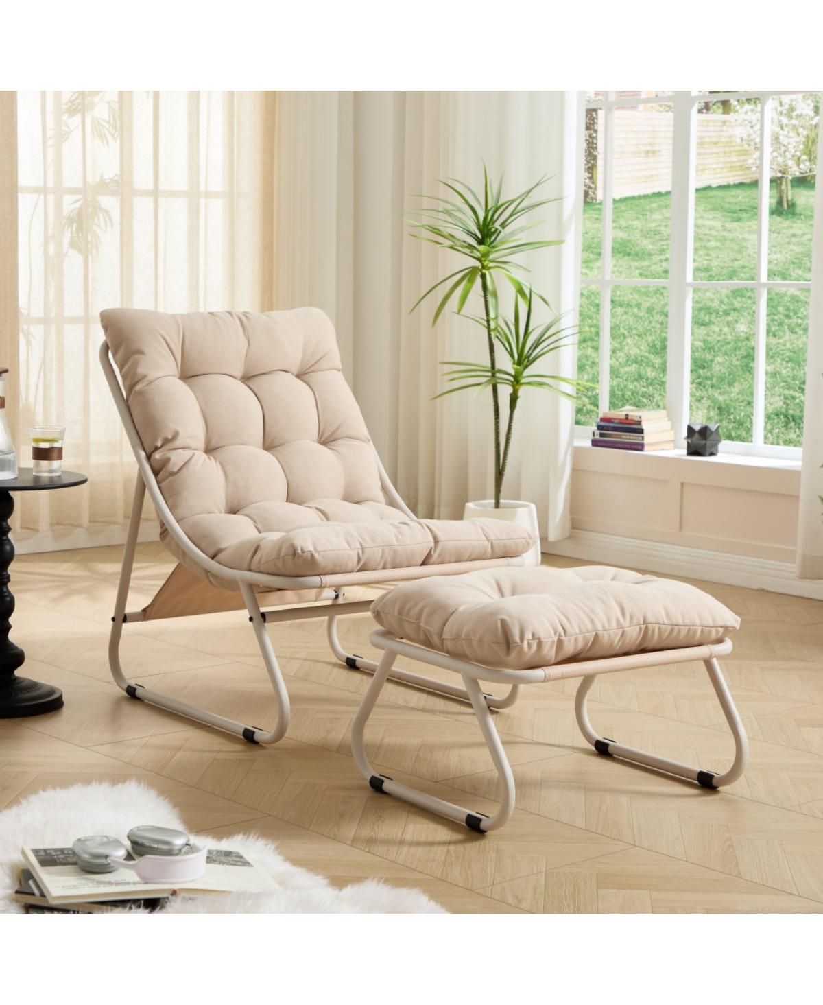ECHTPeak Lounge Chair with Ottoman, 300lbs Load, Rustproof Steel Frame, Soft Puffy Cushion for Living Room Bedroom Study Room, Adults Relaxation