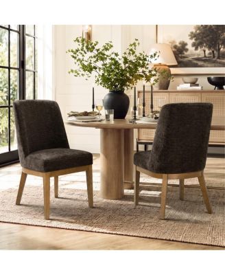 Upholstered Dining Chair Set of 2, Chenille Upholstery, High Back, Solid Wood Legs, Padded Seat