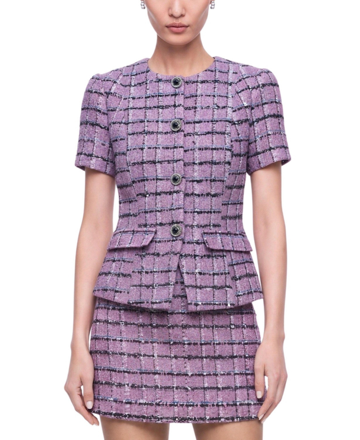 Nocturne Women's Tweed Peplum Jacket - Pink