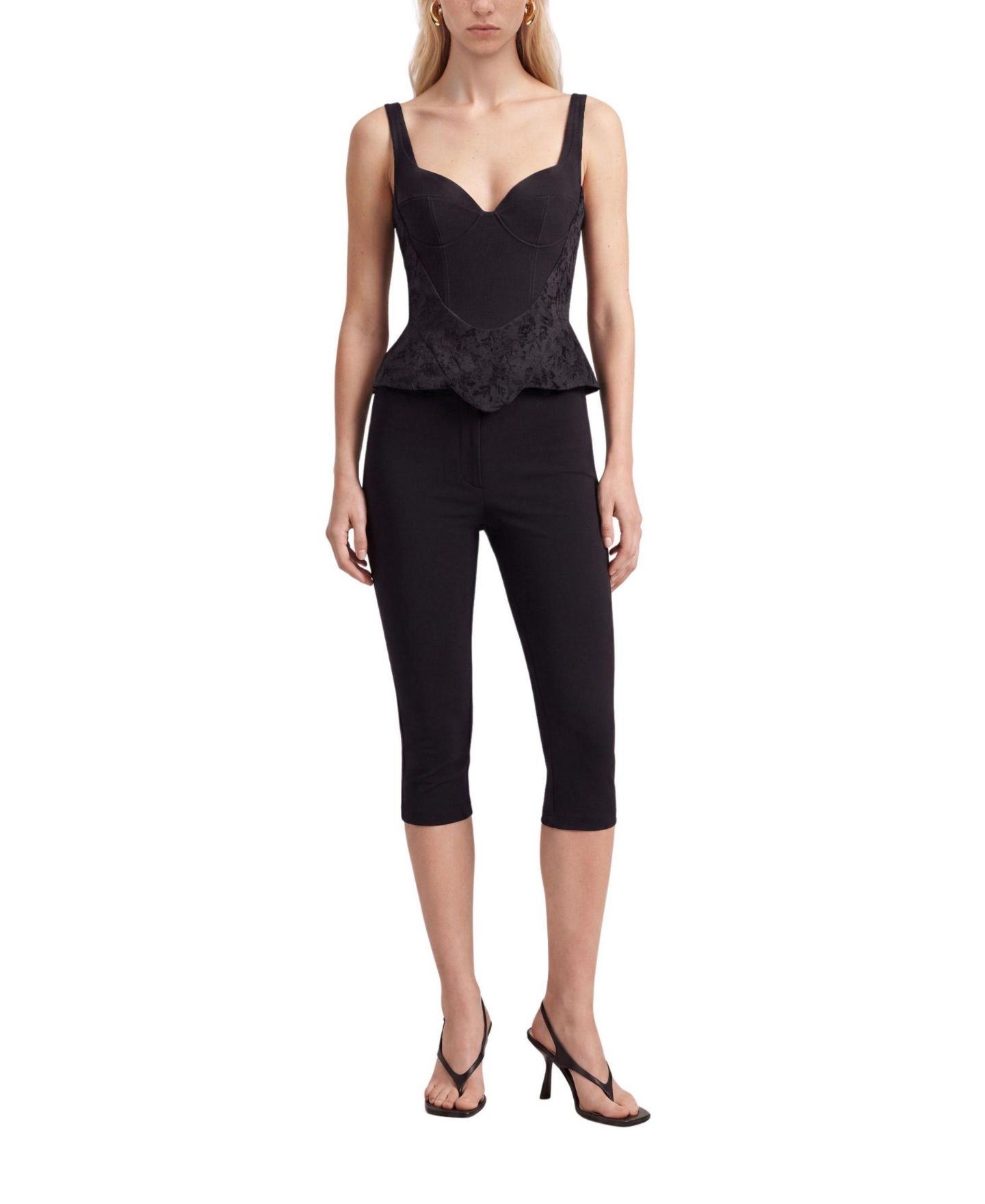 Женские брюки NOCTURNE Mid-Rise Slim Capri, цвет: Чёрный — фото 2