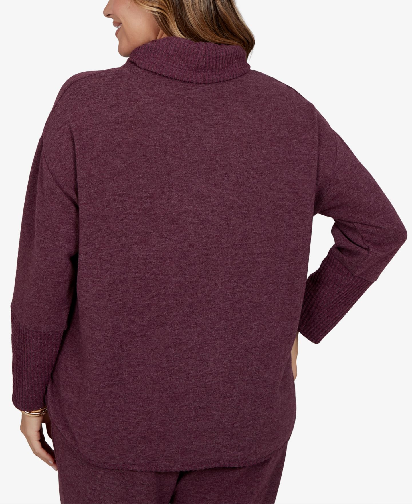 Женский топ Ruby Rd. Plus Size Cowl-Neck Long-Sleeve Oversized, цвет: Инжирный — фото 5