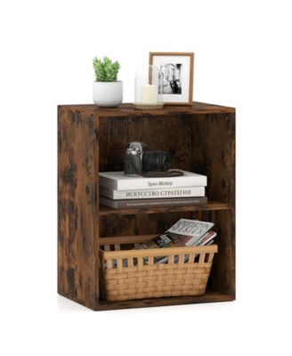 2-Cube Bookcase w/ 5-Position Adjustable Shelf Anti-Toppling Kits for Study