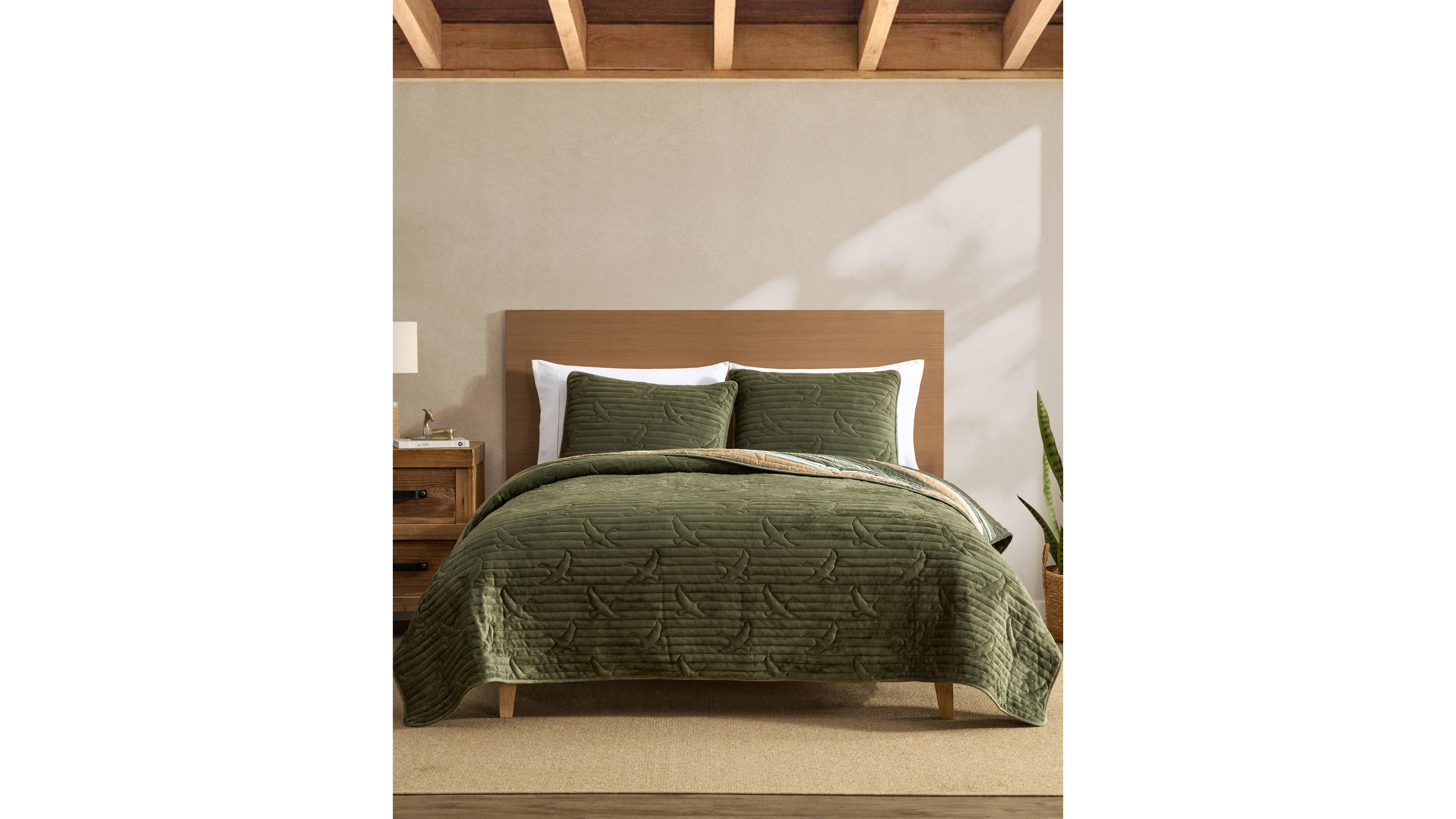 Eddie Bauer Ridgeline Solid Plush 3-Piece Quilt Set, Full/Queen