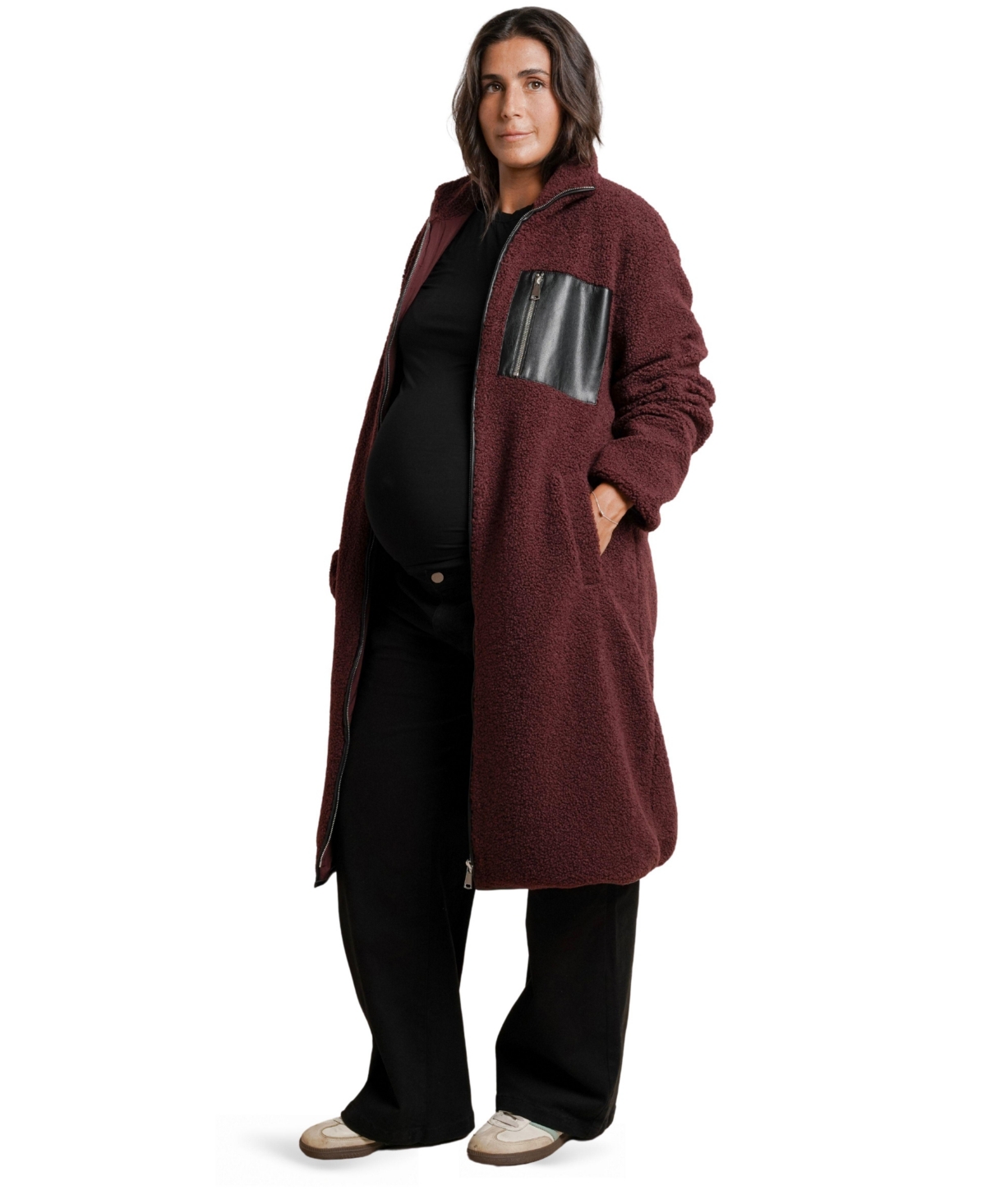 Nom Maternity Women's Teddi Baby Wearing Long Coat