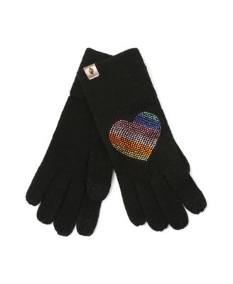 Women's Hotfix Rainbow Heart Touchscreen Gloves