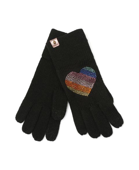 Женские перчатки Kurt Geiger London Hotfix Rainbow Heart Touchscreen, цвет: Чёрный