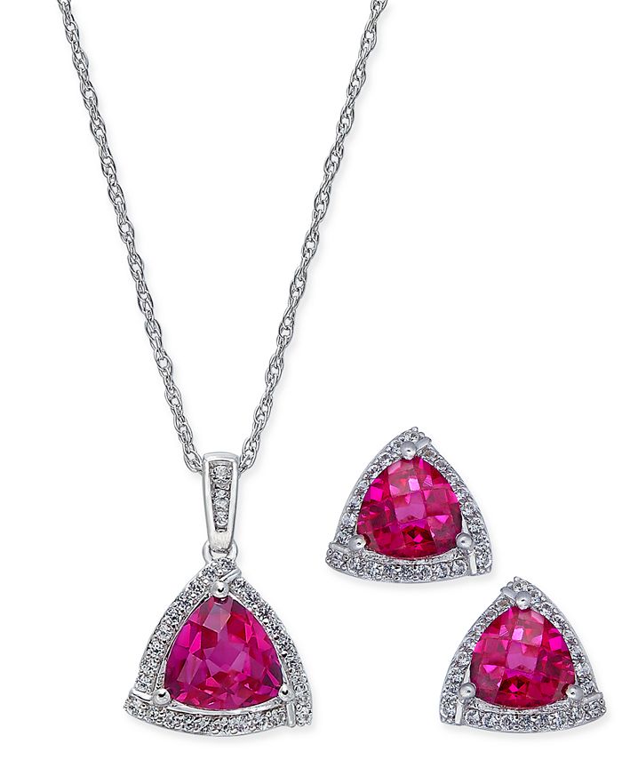 Macy's Lab-Created Ruby (3 ct. t.w.) and White Sapphire (1/3 ct. t.w ...