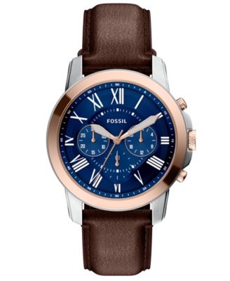 Men's Quartz Chronograph Grant Brown Leather Watch 44mm