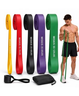 5 Level Pull Up Assistance Resistance Bands Set 7 Piece Full Body Workout Kit