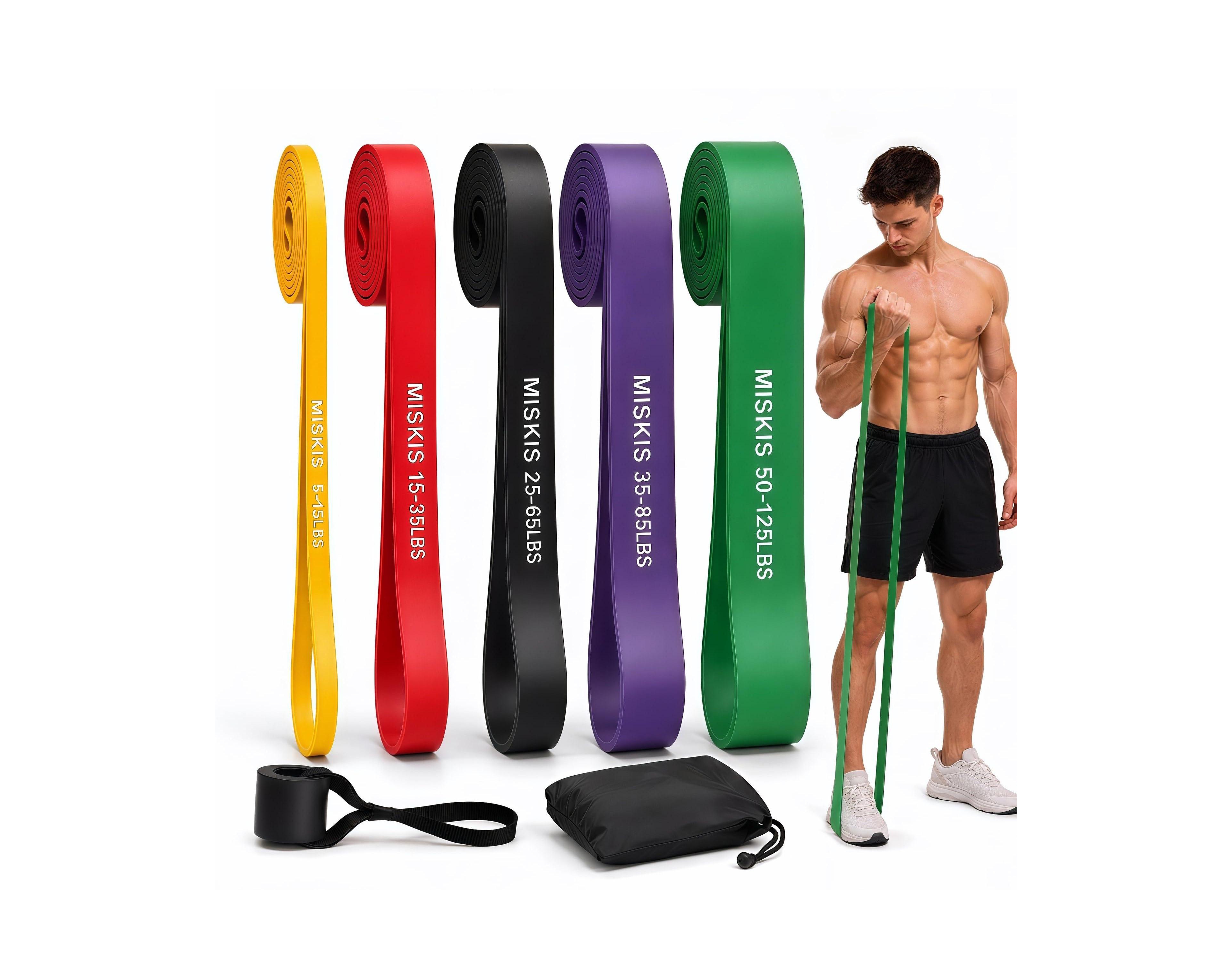 Sportneer 5 Level Pull Up Assistance Resistance Bands Set 7 Piece Full Body Workout Kit
