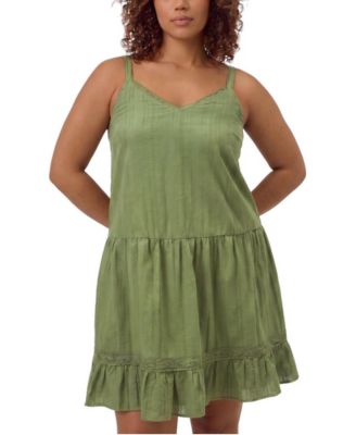 Plus Size Drop-Waist Lace-Trim Mini Dress