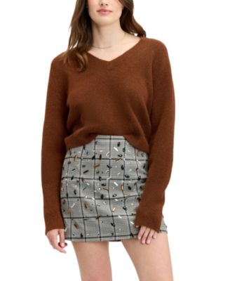 Women's Ribbed Deep V-Neck Sweater
