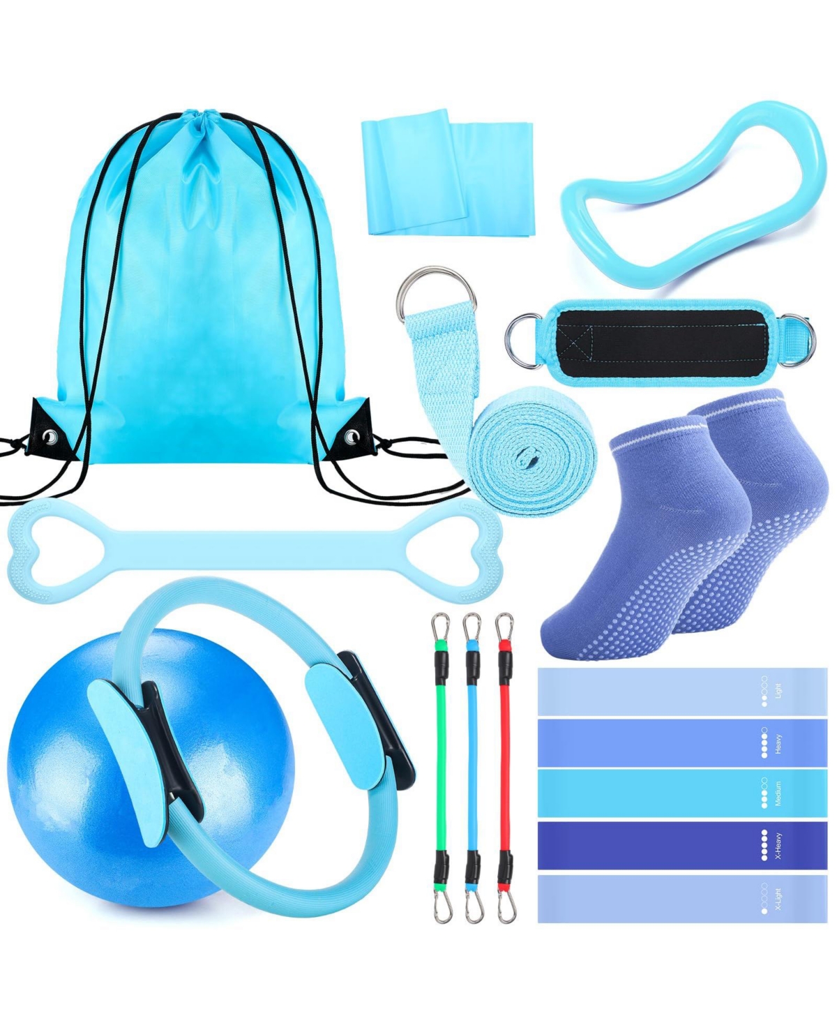 Sportneer 18 Piece Pilates Ring Set Complete Home Workout Fitness Accessories
