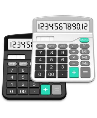 2 Pack Dual Power Desktop Calculators 12 Digit Large Display Big Buttons