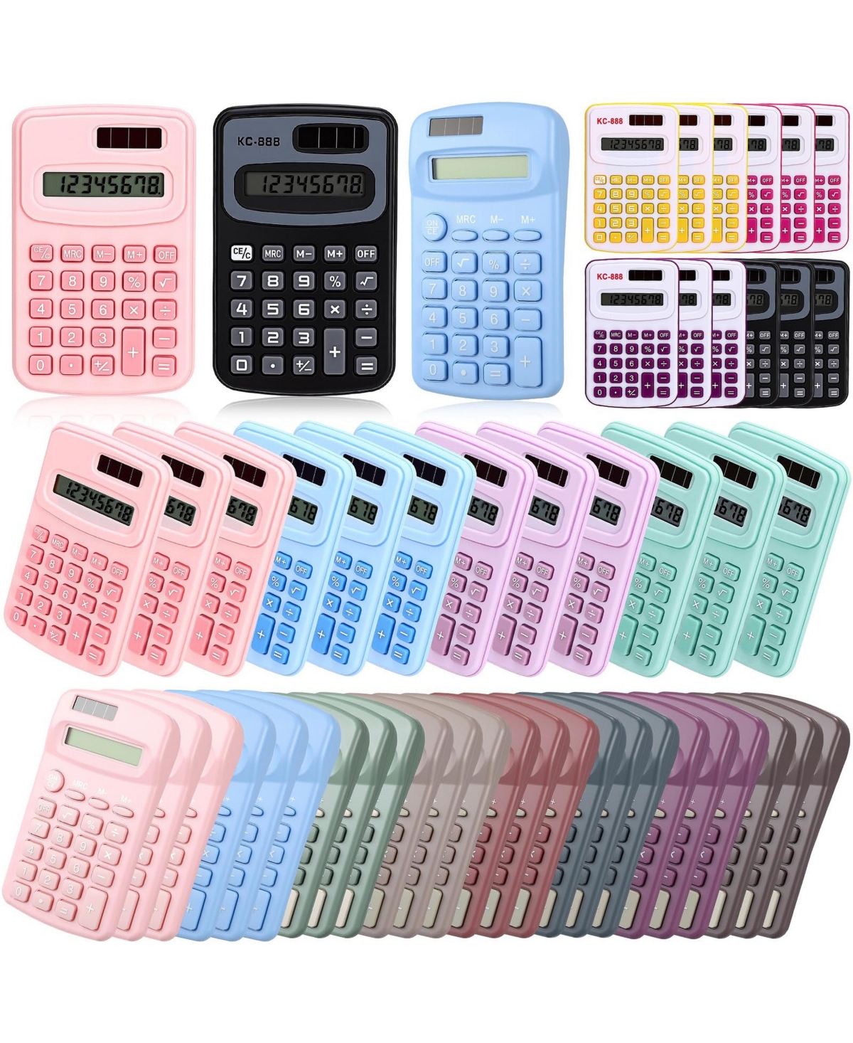 Four Candies 48 Bulk Pocket Calculators 4 Function 8 Digit Display For School Home Office 3 Styles