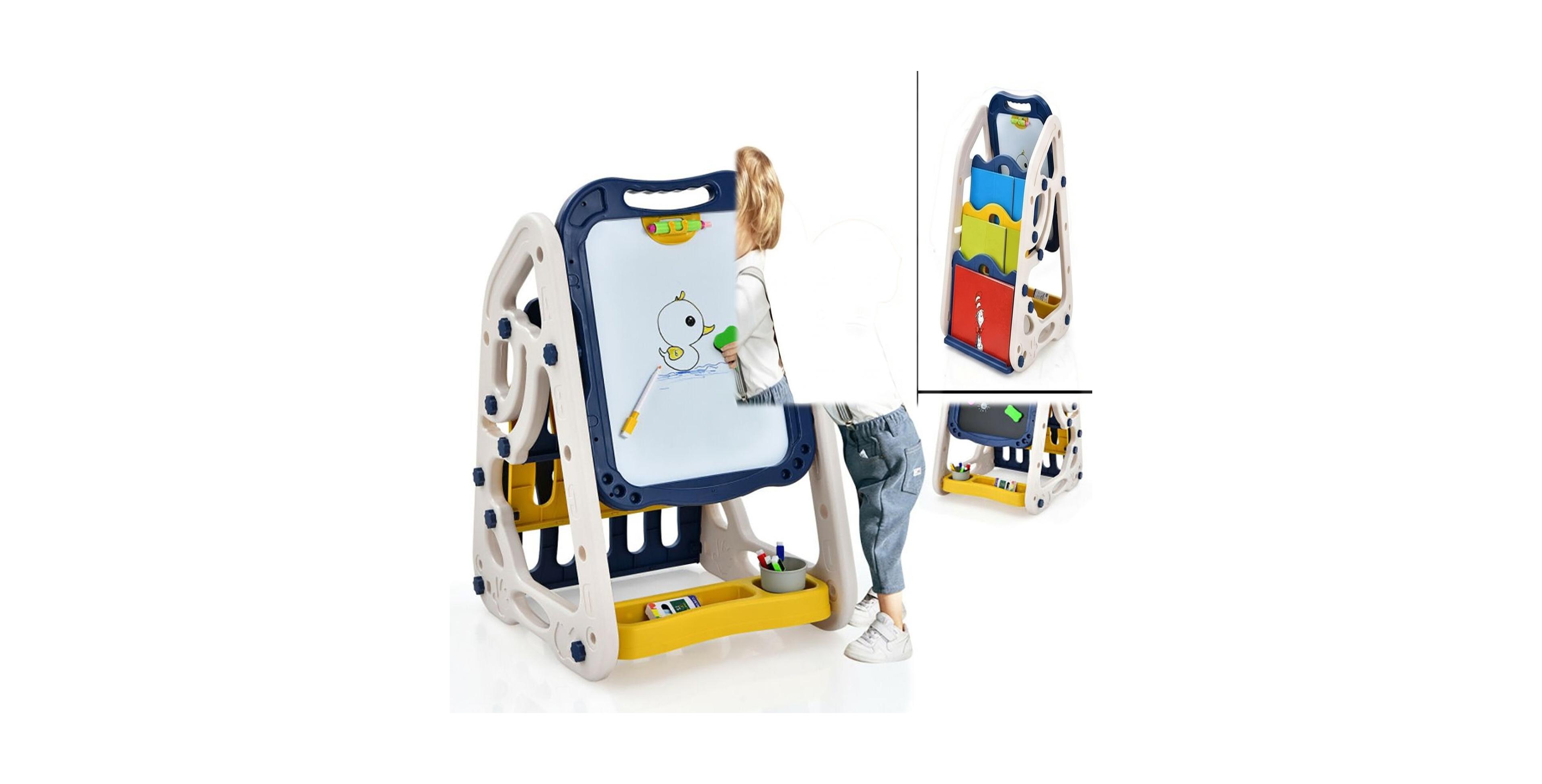 Sevorley 3-in-1 Kids Art Easel Double-Sided Tabletop Easel with Art Accessories, for Drawing, Painting and Creative Activities