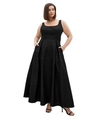 Plus Size Estrella Jacquard A-Line Maxi Dress