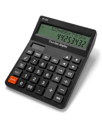 Desktop Solar Powered Calculator Large Dual Line Display Big Buttons Basic 4 Function for Office School