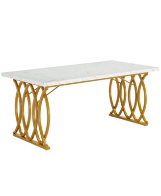 Modern Kitchen Dining Table with Faux Marble Tabletop for Home