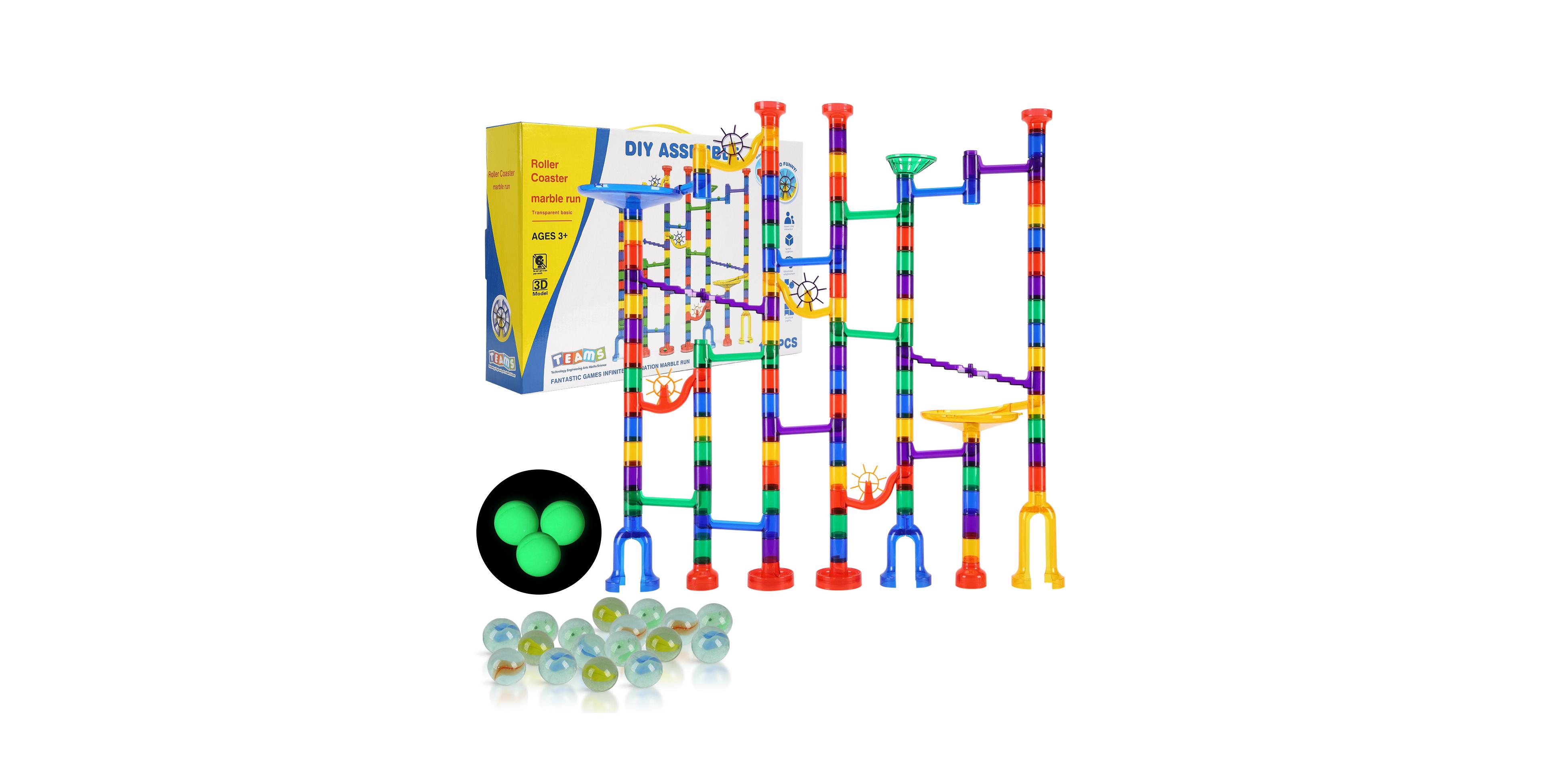 Hongge Marble Run Glow-in-the-Dark 150-Piece Building Set, Ages 3+