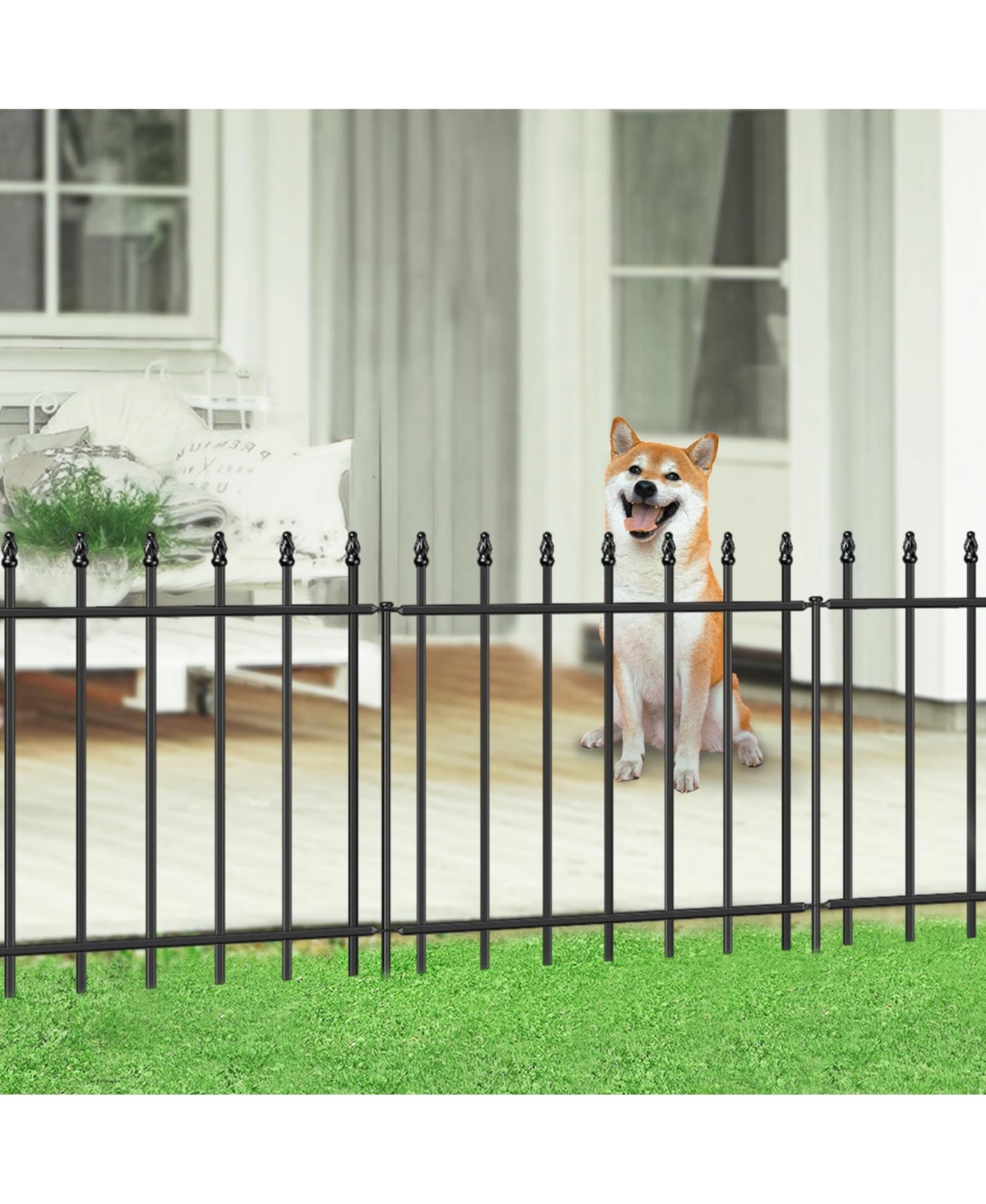 Aofar Decorative Metal Garden Fence 24IN X 16FT Outdoor Border With Stakes