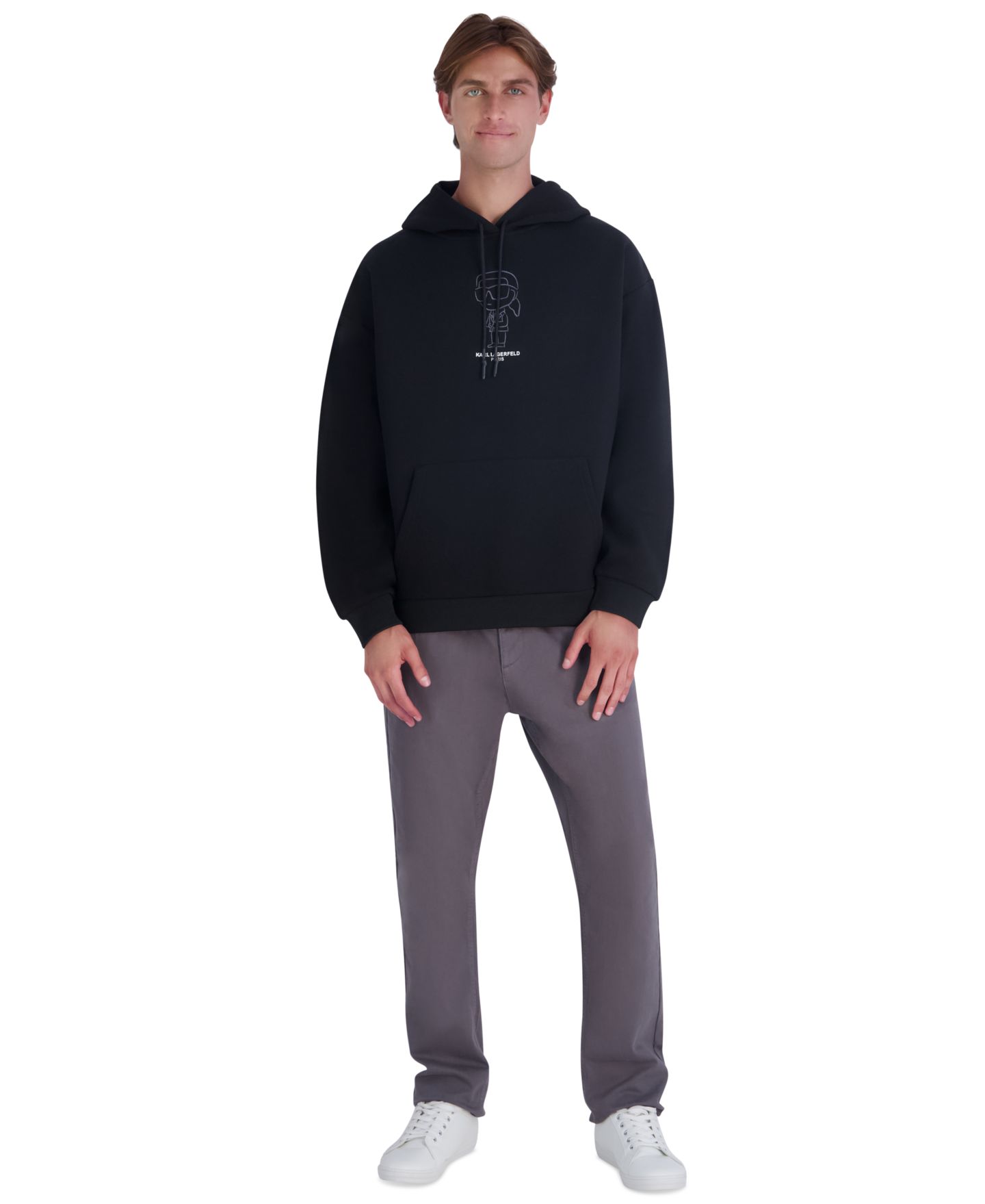 Мужское худи KARL LAGERFELD PARIS Oversized Graphic Fleece, цвет: Чёрный — фото 2