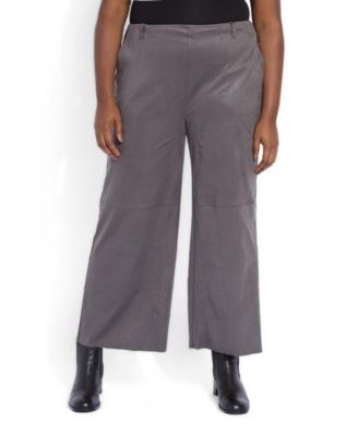 Plus Size Amina Cropped Wide-Leg Faux Suede Pants