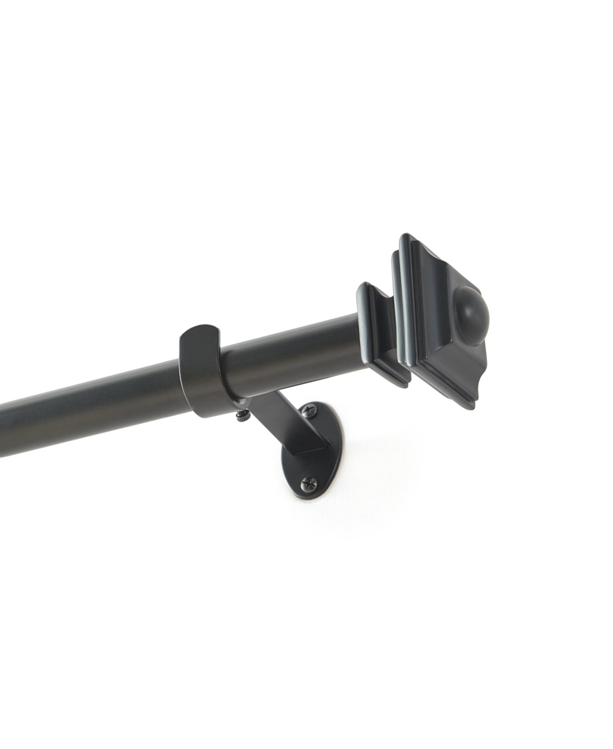 Lenox Madrid 1" Single Curtain Rod with Sculptural Stacked Square Finial Design