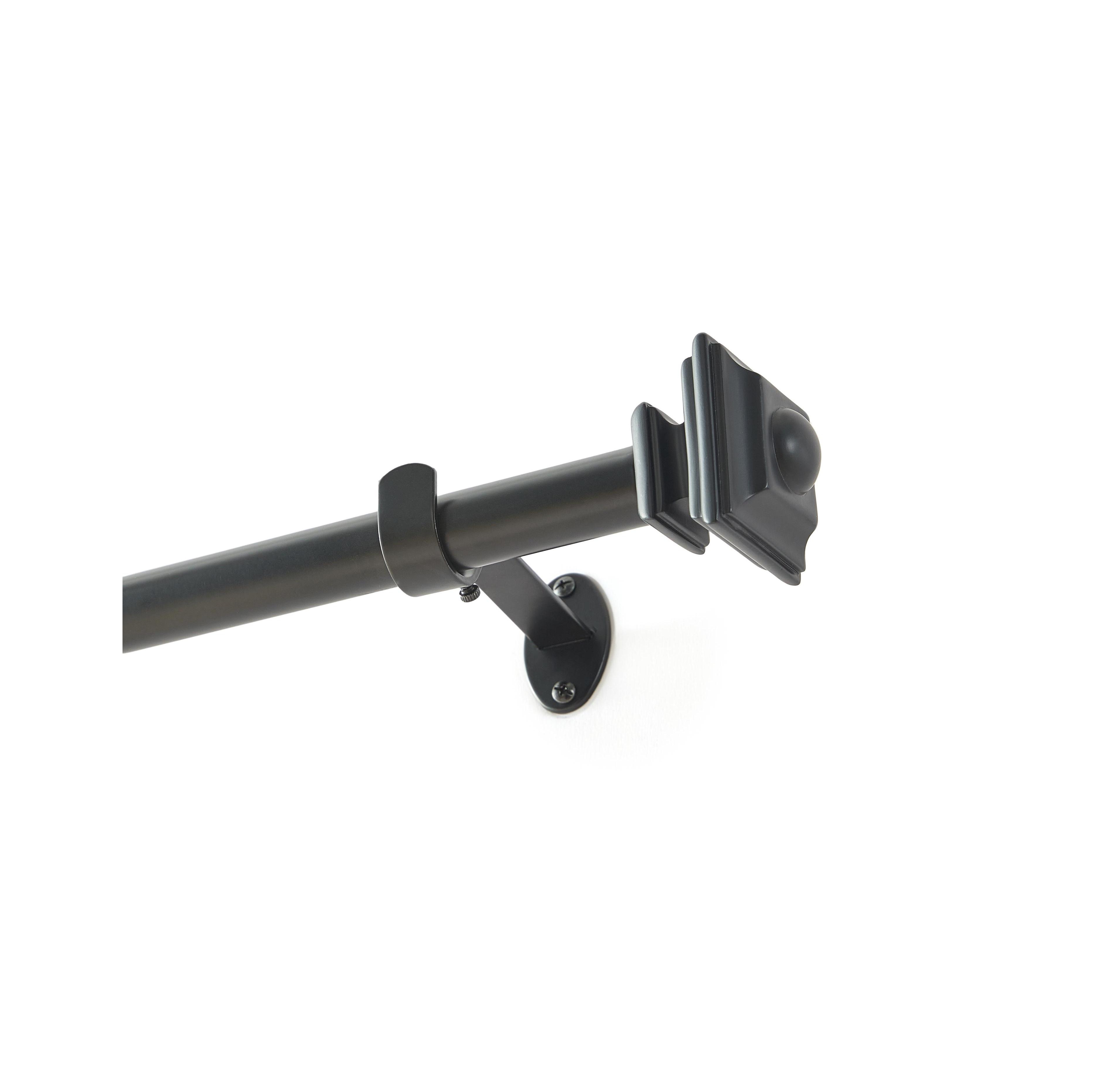 Lenox Madrid 1" Single Curtain Rod with Sculptural Stacked Square Finial Design