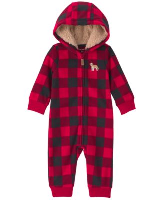 Baby Boys' Buffalo Check Hooded Jumpsuit