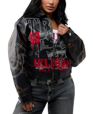 Women's Faux Leather Oversized Y2K Jacket