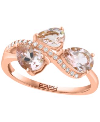 Round Diamond and Pear Morganite Ring (1-5/8 ct. t.w.) in 14k Rose Gold