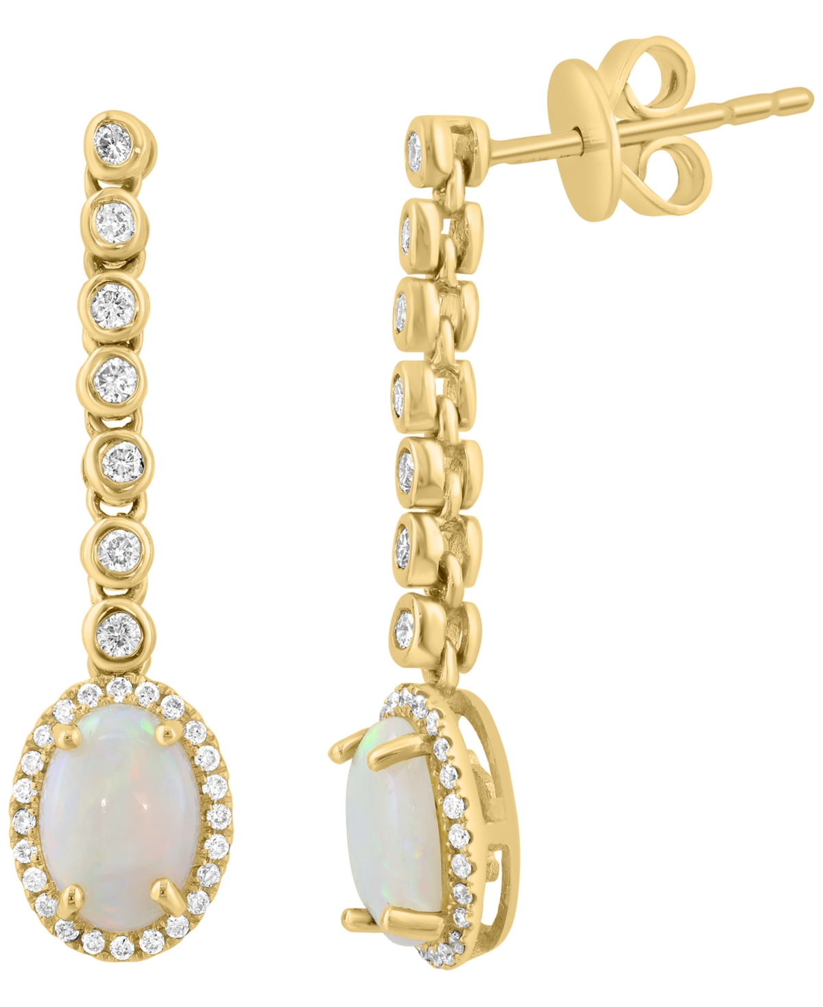 Effy Collection Diamond and Opal Drop Earrings (1/3 ct. t.w.) in 14k Yellow Gold - Yellow Gold