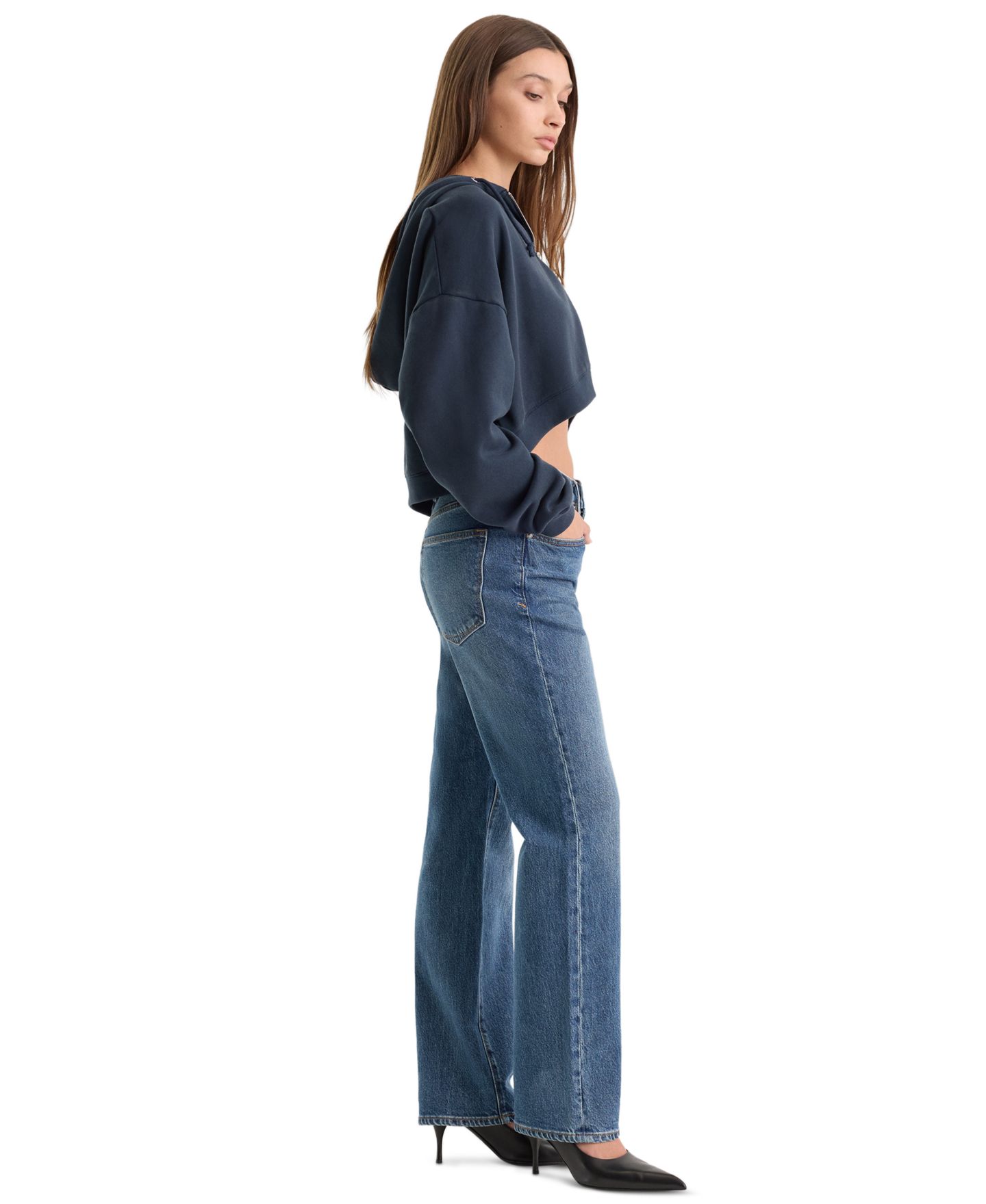 Женские джинсы Good American Mid-Rise Straight-Leg Medium-Rinse, цвет: Westgate — фото 2