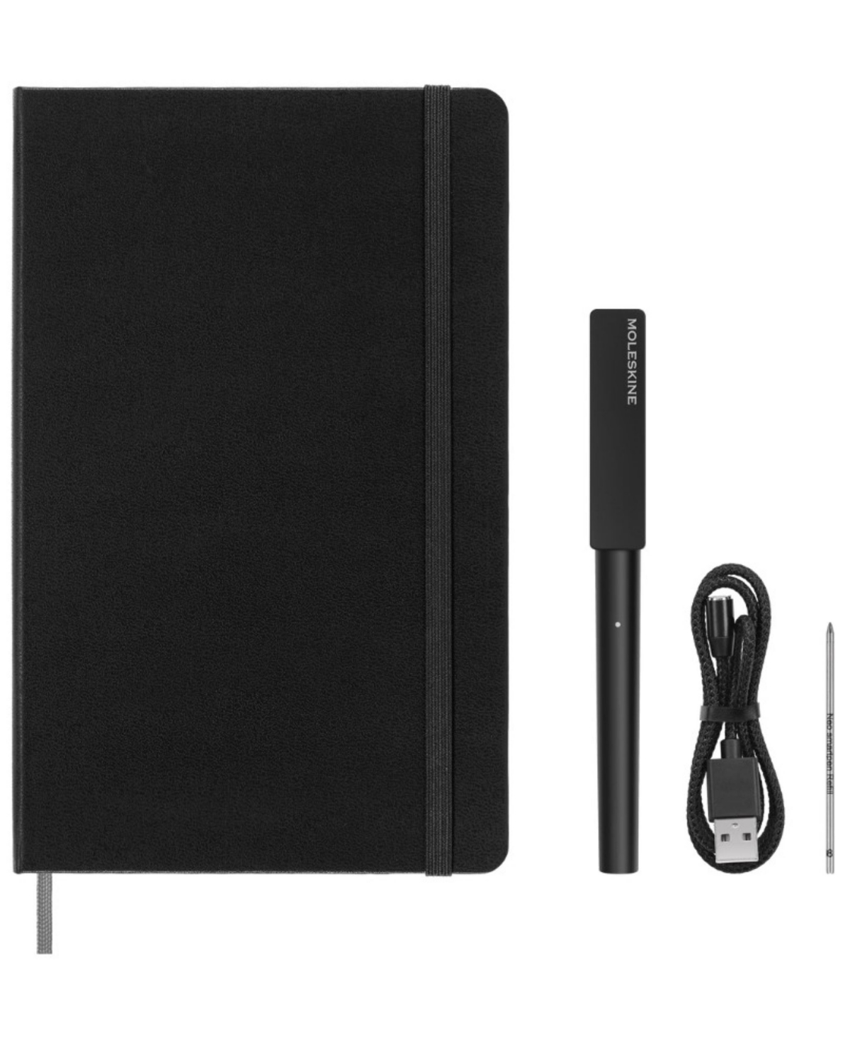 Moleskine Men's Smart Writing Large Notebook, Smart Pen, Ink Refill, and Magnetic Charger, 4-Piece Set