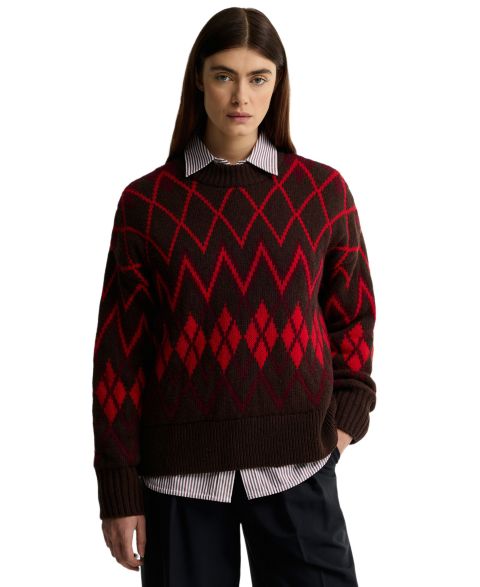 Женский свитер Barbour Adina Fair Isle Loose-Fit Blouson-Sleeve, цвет: Разноцветный