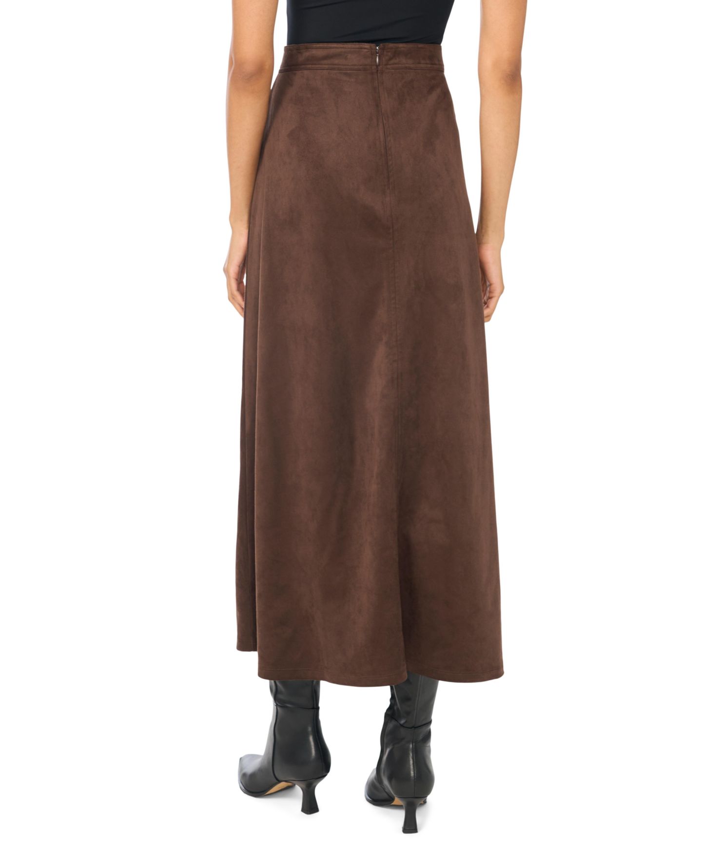 Женская юбка Vince Camuto Faux-Suede A-Line Maxi, цвет: Бордовый — фото 4