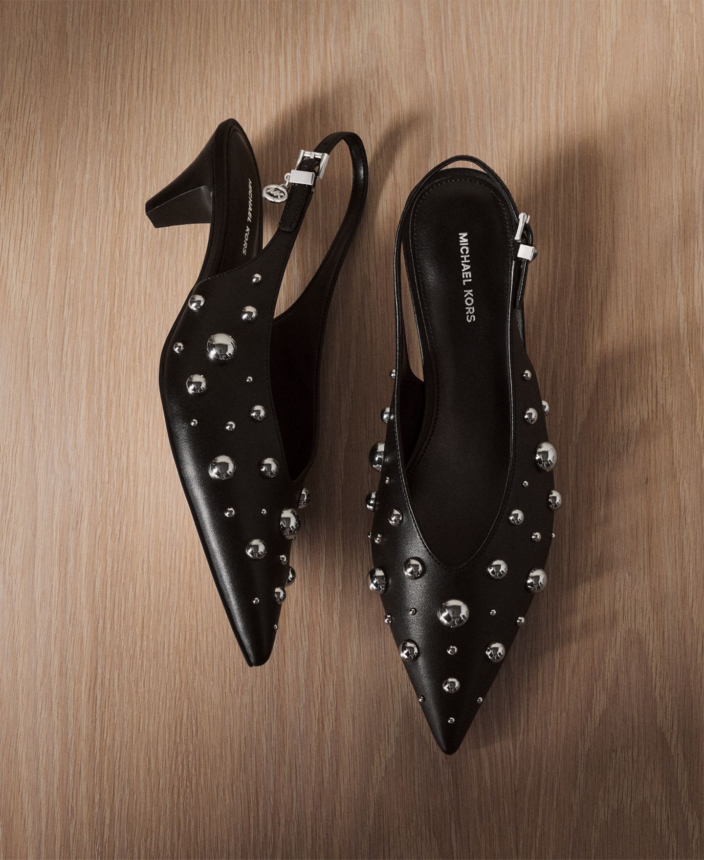 Женские туфли Michael Kors Tonya Slingback Kitten Heel Pointed Toe, цвет: Чёрный — фото 7