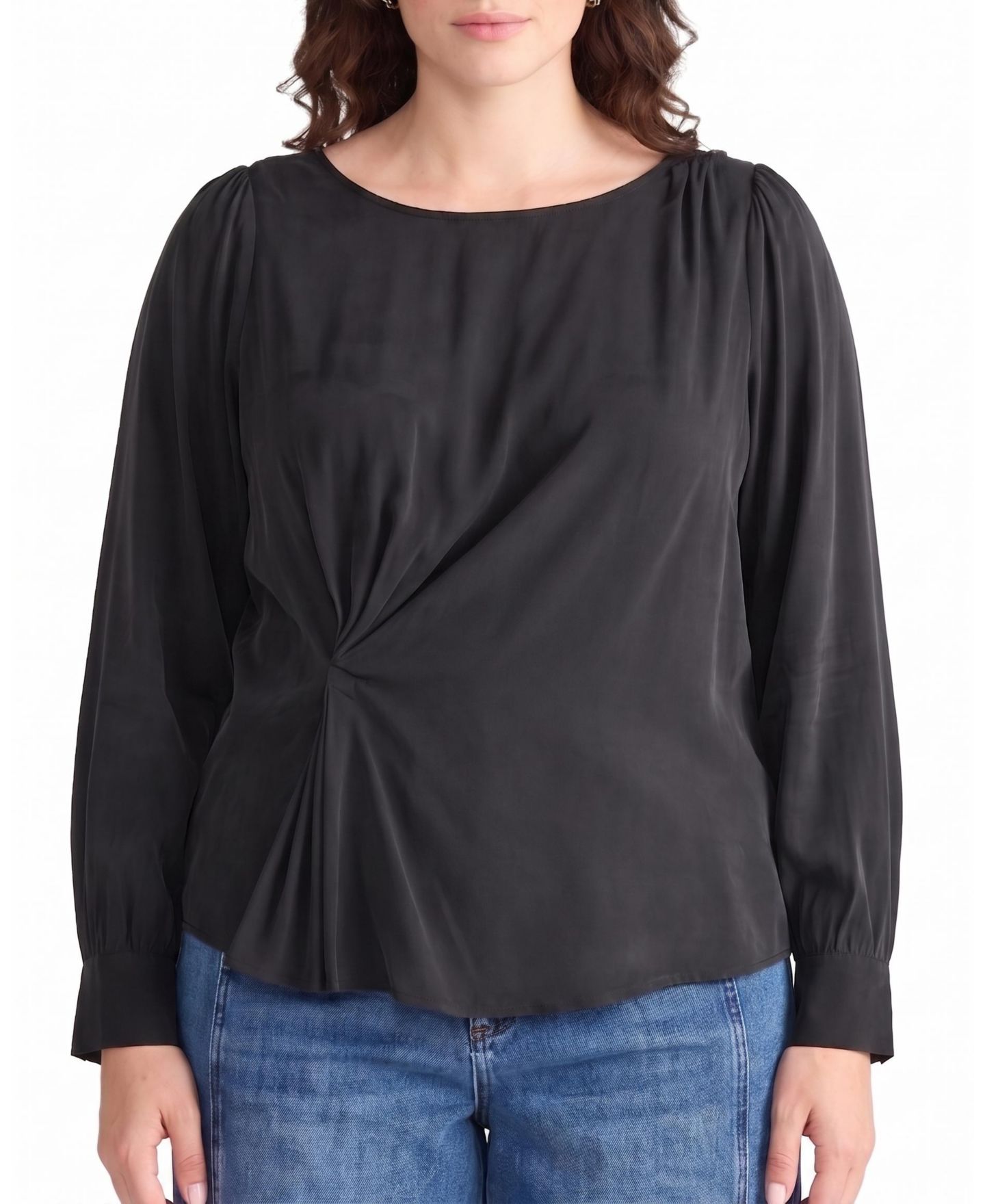 Женская блузка Universal Standard Plus Size Sabrina Twist Front Stretch Cupro, цвет: Чёрный — фото 1