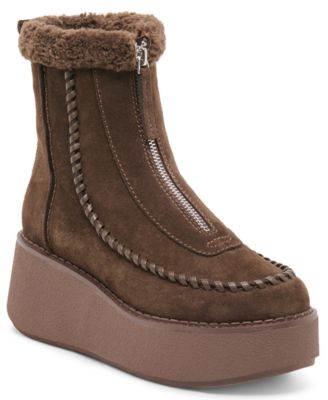 Women's Roben Front-Zip Whipstitch Faux Fur Collar Booties