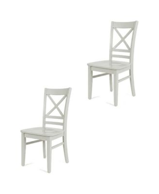 Solid Acacia Wood Cross-Back Dining Chairs,  Set of 2