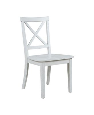 Acacia Veneer X-Back Dining Chairs, Wire-Brushed Coastal Wood
