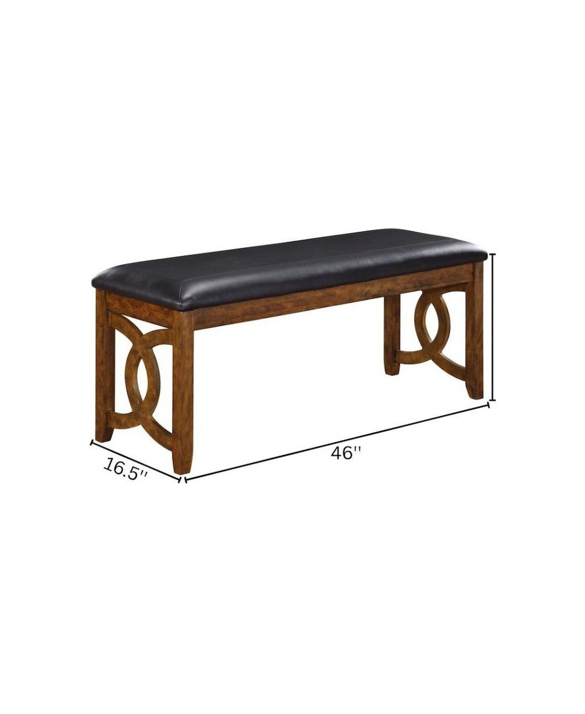 FurniFact Solid Wood 46 Inch Faux Leather Vintage Bench For Living Room - Brown