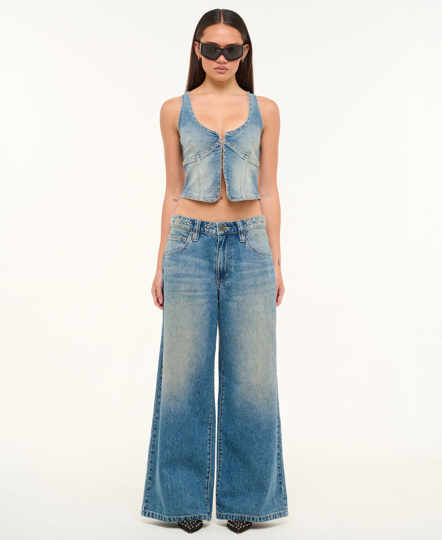 Женские джинсы Abrand Juniors' 99 Super Baggy Wide-Leg, цвет: Celeste — фото 2