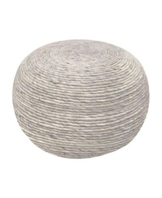 Wool-Upholstered Pouf Ottoman, Modern Woven Footstool and Rest