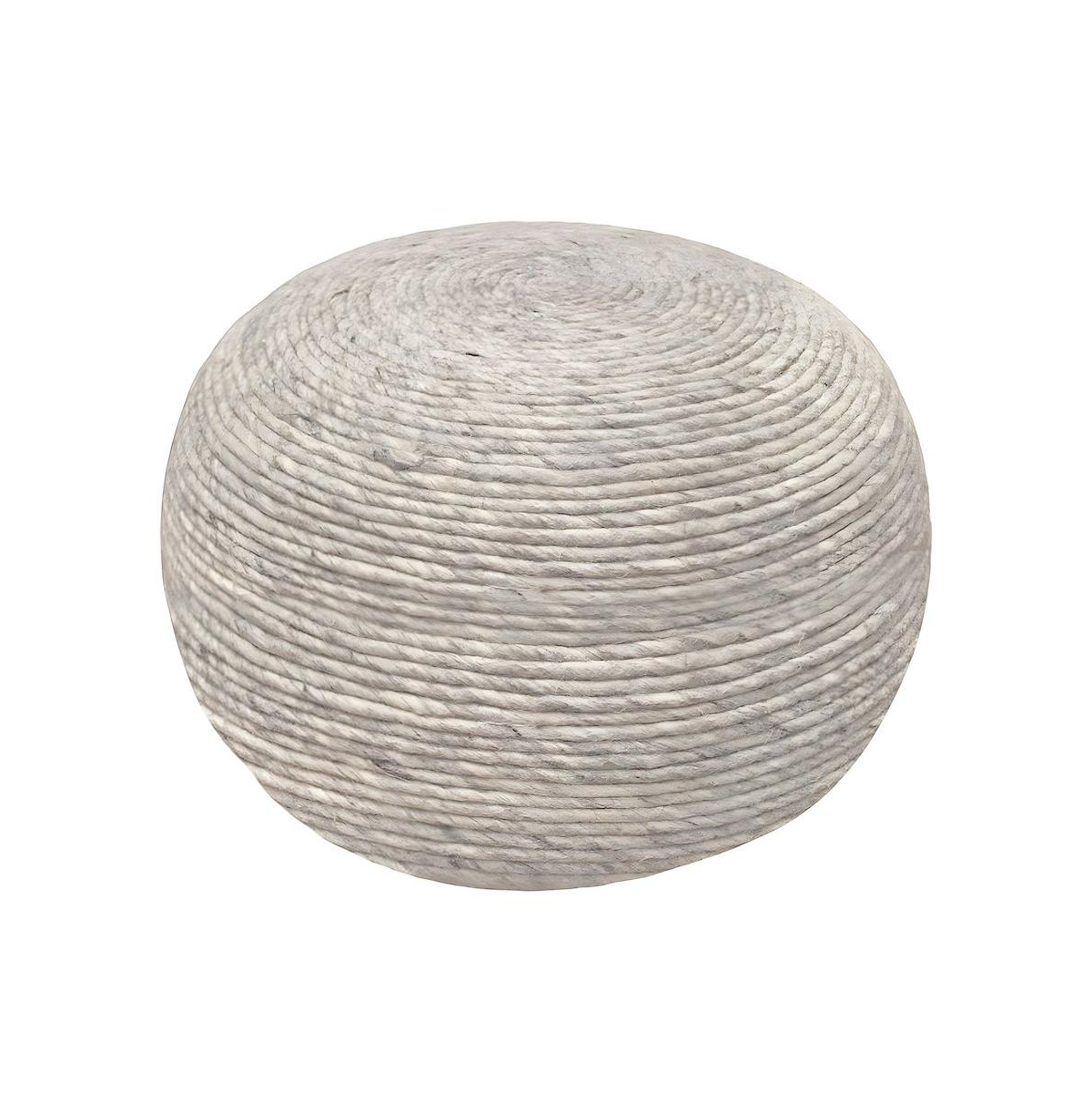 Starlight Canyon Home Wool-Upholstered Pouf Ottoman, Modern Woven Footstool and Rest